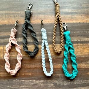 Stocking stuffer gifts,macrame keychain wristlets set of 5,boho keychains